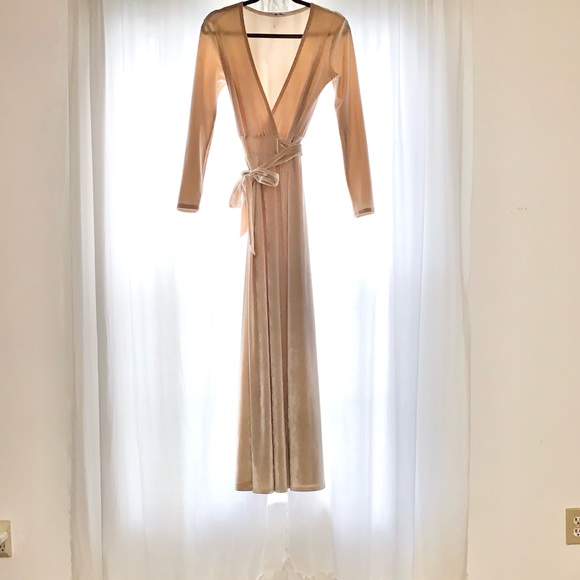 Champagne Gold Wrap Dress - Picture 4 of 4